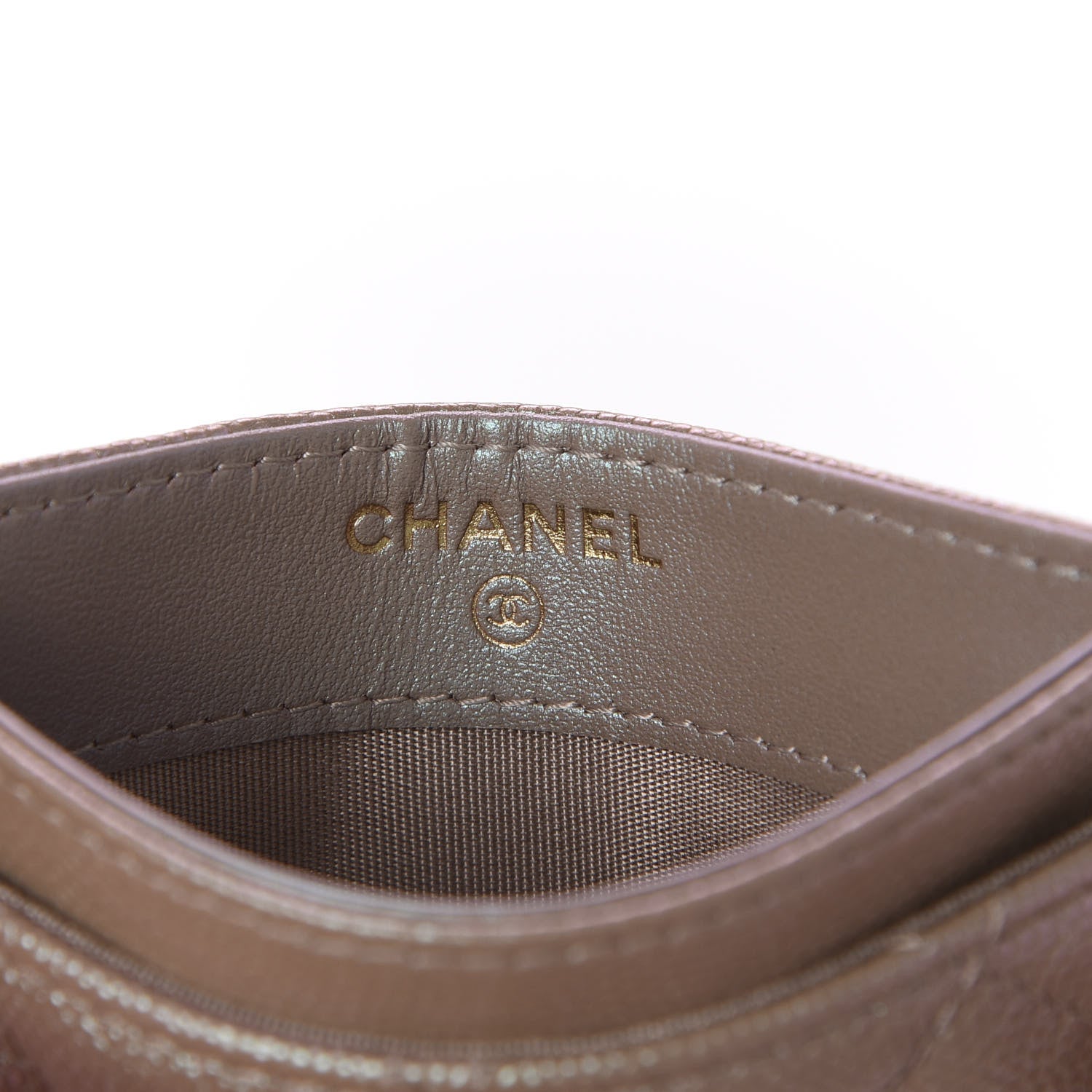 Chanel Iridescent Caviar Quilted Card Holder Beige 8 of 11