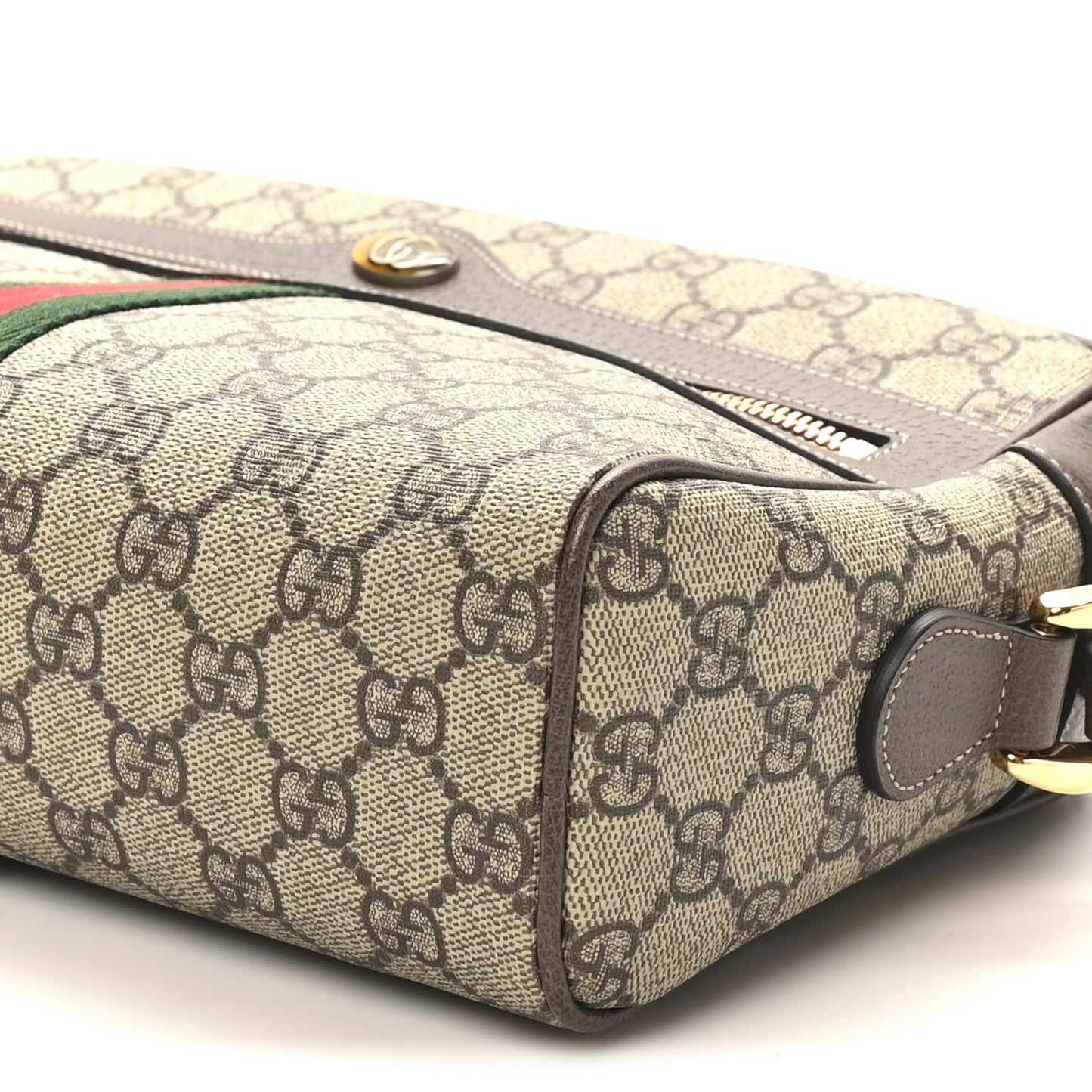 GG Supreme Monogram Web Small Ophidia Shoulder Bag Brown