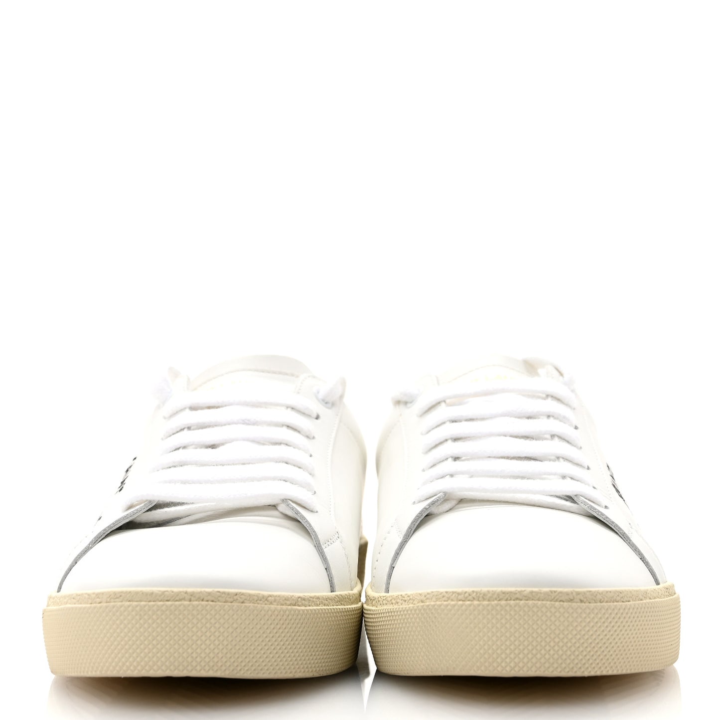 Calfskin Embroidered Court Classic Sneakers 41 White Black