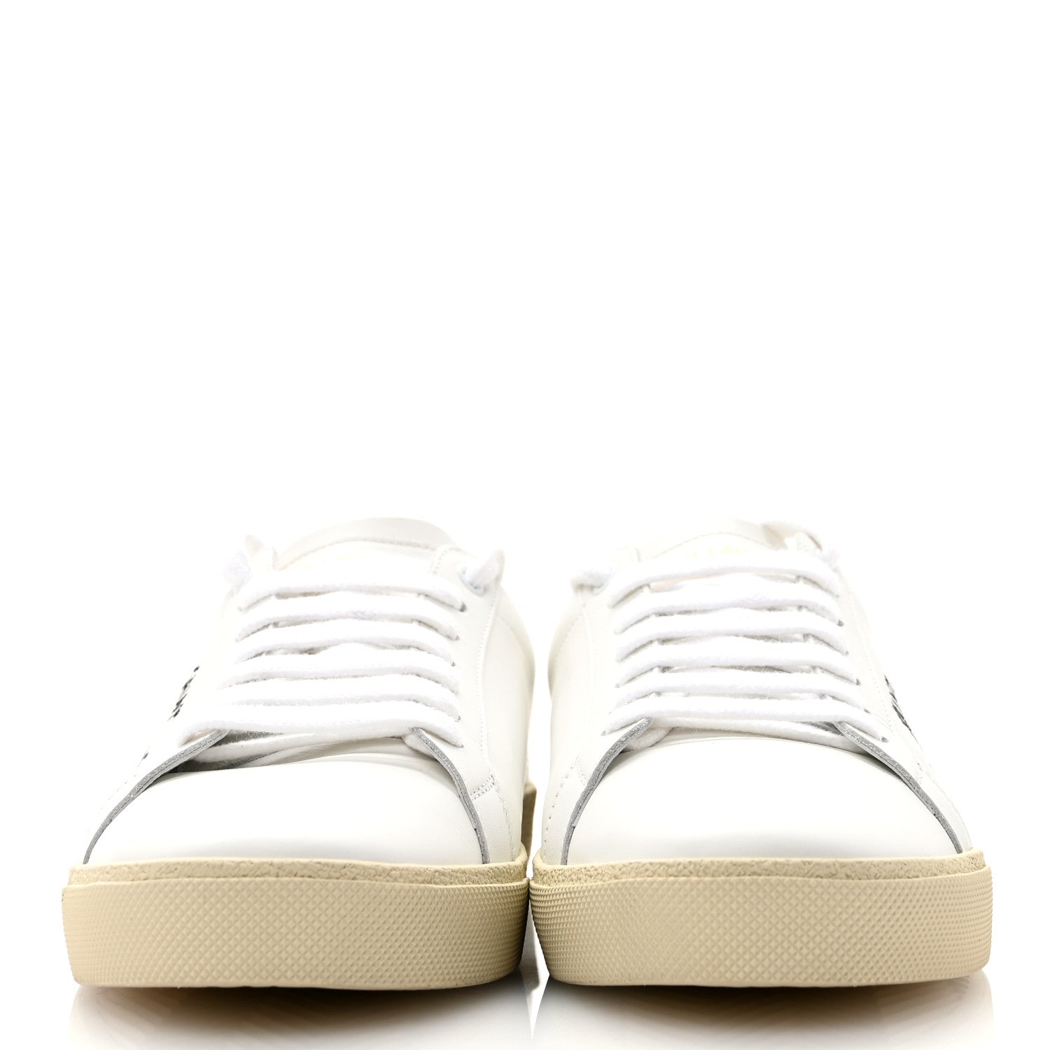 Saint Laurent Calfskin Embroidered Court Classic Sneakers 41 White Black 2 of 7