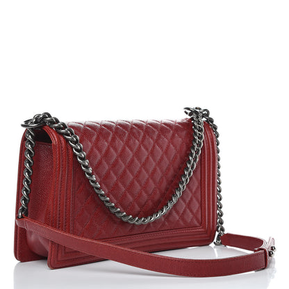 Chanel Caviar Quilted New Medium Boy Flap Dark Red 4 of 33
