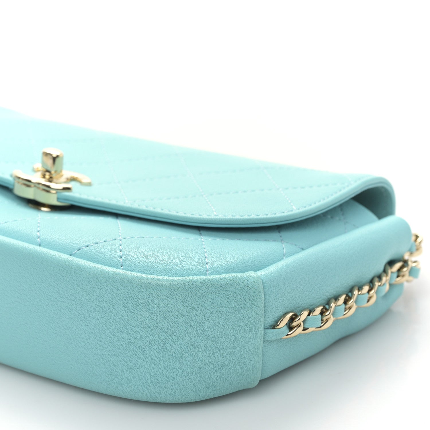 Chanel Goatskin Stitched Casual Trip Single Flap Light Blue 9 of 9