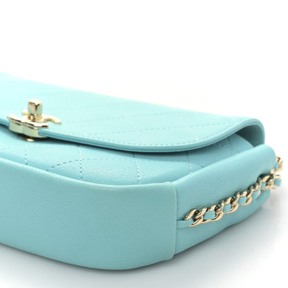 Chanel Goatskin Stitched Casual Trip Single Flap Light Blue 9 of 9