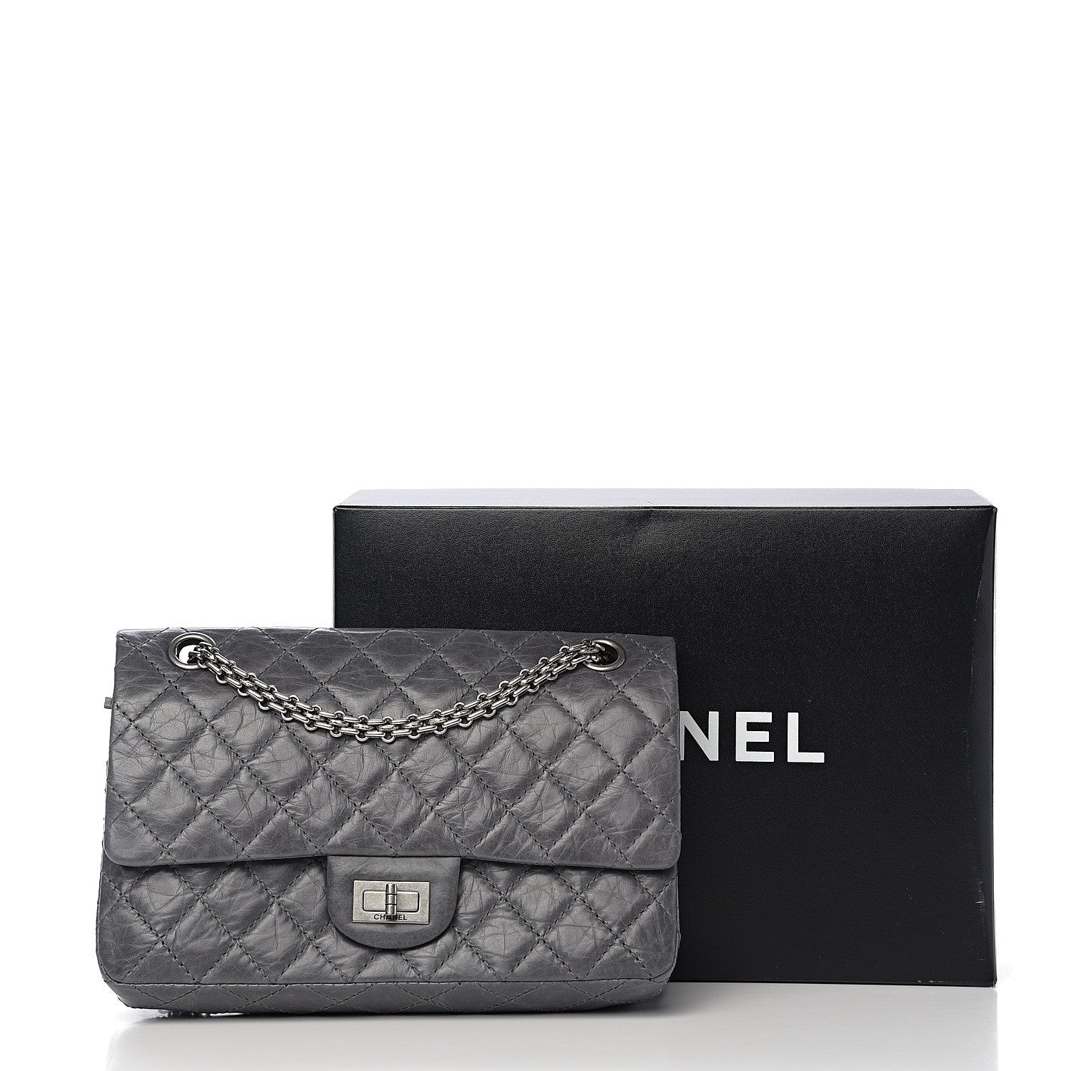 Chanel Aged Calfskin Quilted 50th Anniversary 2.55 Reissue 225 Flap Gris 11 of 11