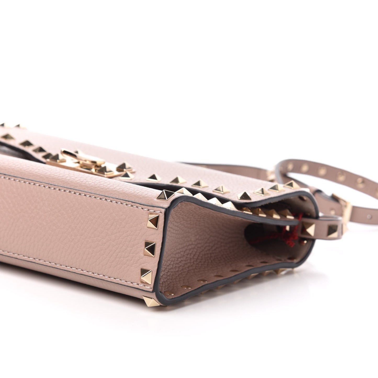 Pebbled Calfskin Medium Rockstud Flip Lock Crossbody Bag Poudre