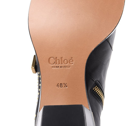 Chloe Nappa Sheepskin Studded Susanna Ankle Boots 40.5 Black 6 of 8