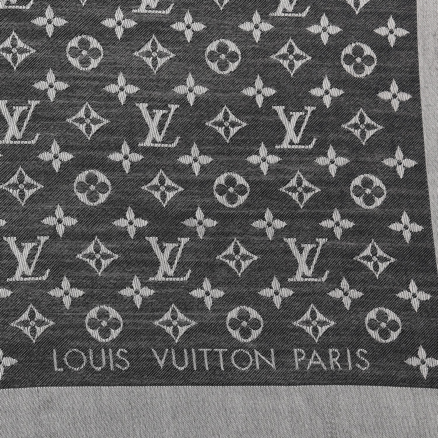 Louis Vuitton Wool Silk Monogram Denim Shawl Black 3 of 4