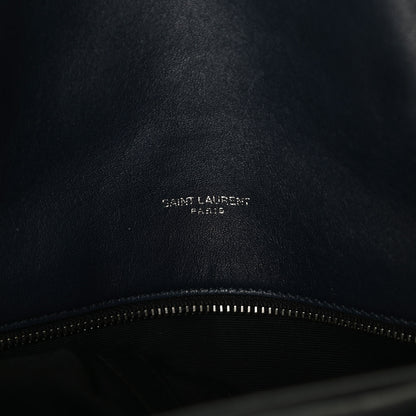 Saint Laurent Lambskin Quilted Medium Loulou Puffer Monogram Chain Satchel Navy 6 of 12