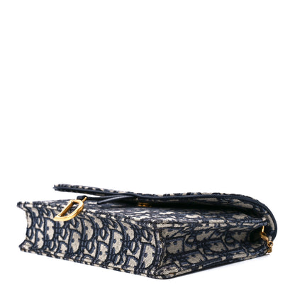 Christian Dior Oblique Saddle Chain Pouch Blue 8 of 11