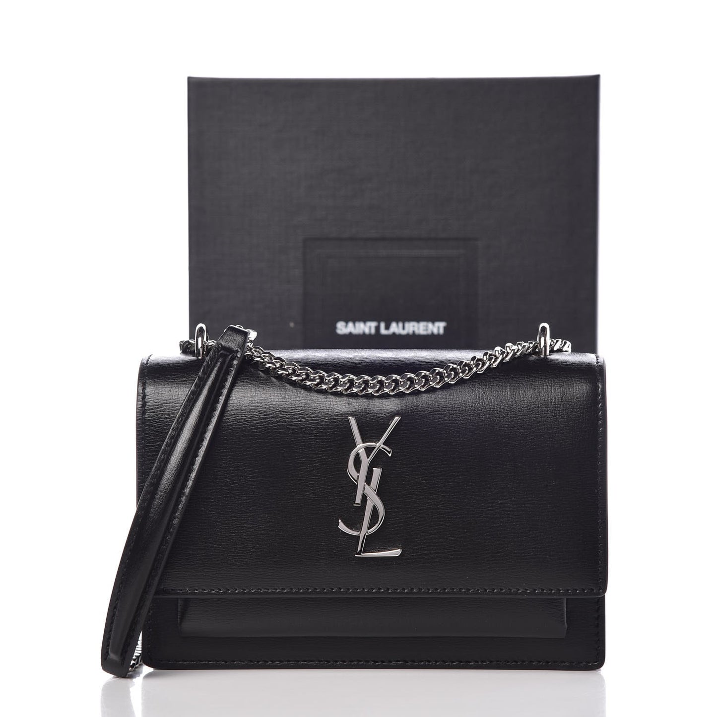 Calfskin Monogram Sunset Chain Wallet Black