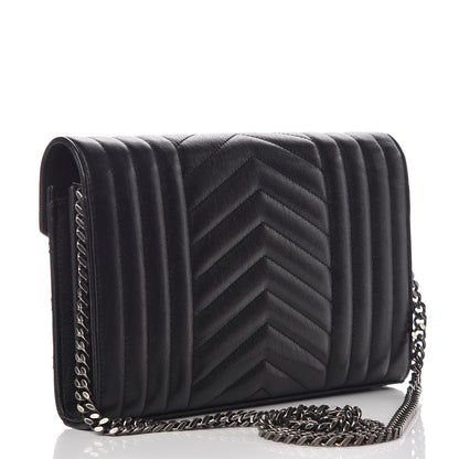 Saint Laurent Sheepskin Tri-Quilt Monogram Envelope Chain Wallet Black 3 of 10