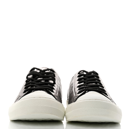 Louis Vuitton Metallic Patent Embossed Damier Tattoo Mens Low Top Sneakers 7.5 Grey 2 of 9
