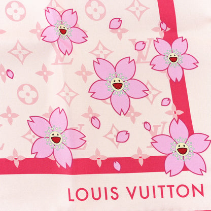 Louis Vuitton LV X TM Silk Monogram Cherry Blossom Square 70 Scarf Pink 2 of 3