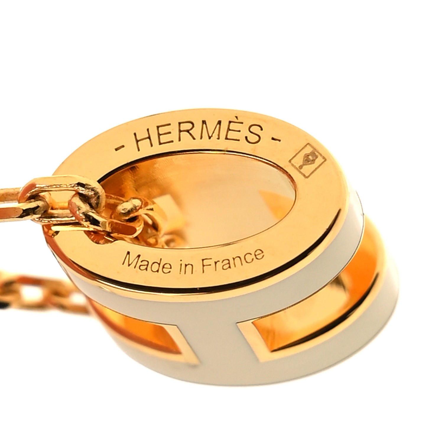 Lacquered Gold Mini Pop H Pendant Necklace White