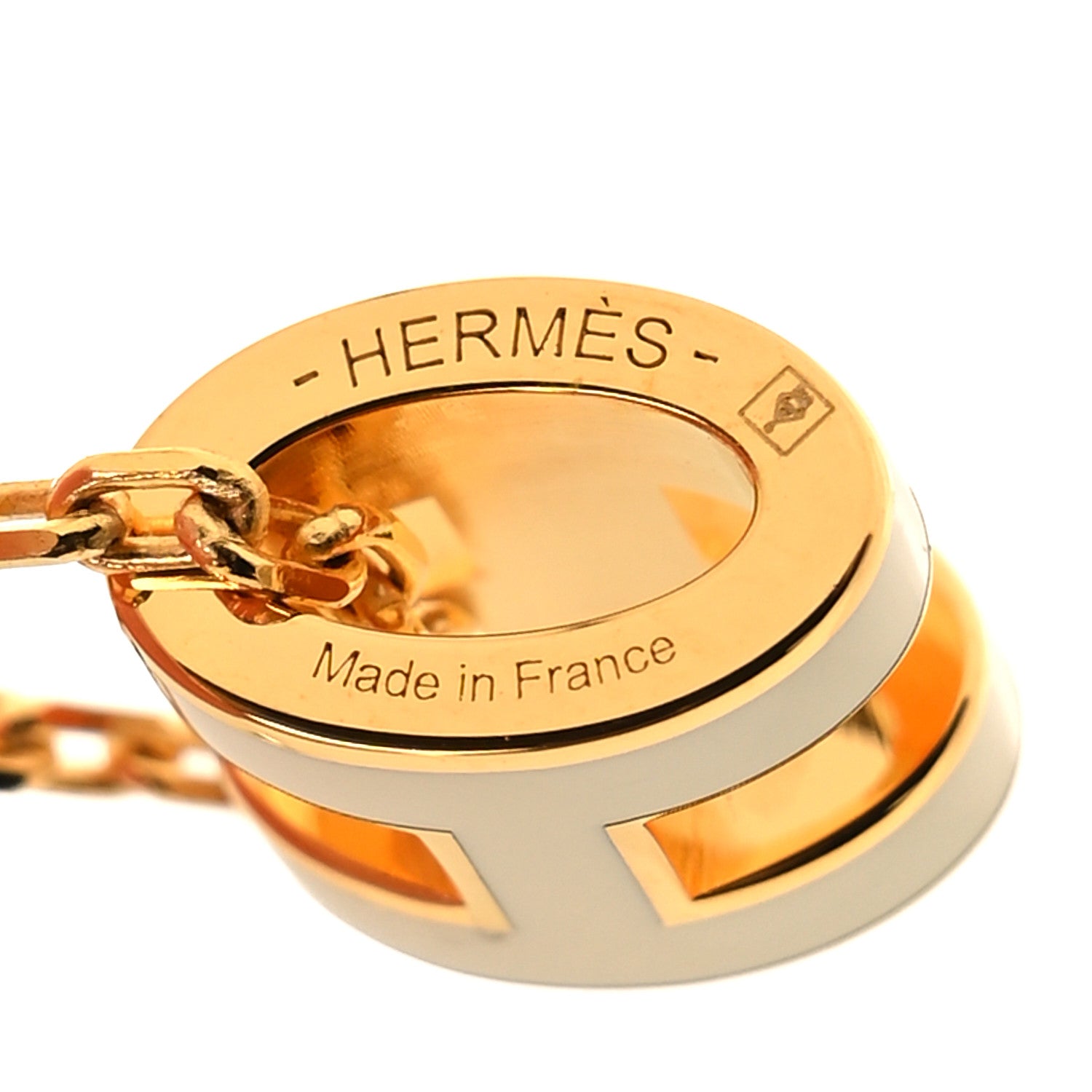 Hermes Lacquered Gold Mini Pop H Pendant Necklace White 5 of 6