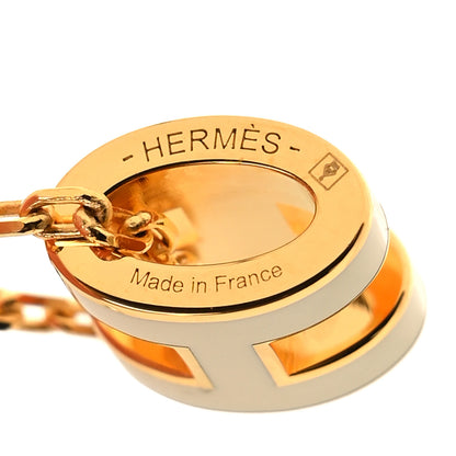 Hermes Lacquered Gold Mini Pop H Pendant Necklace White 5 of 6