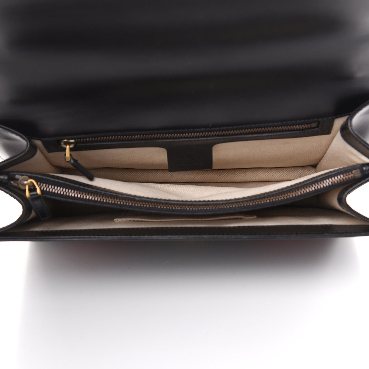 Calfskin Web Heart Medium GG Marmont Chain Handle Bag Black