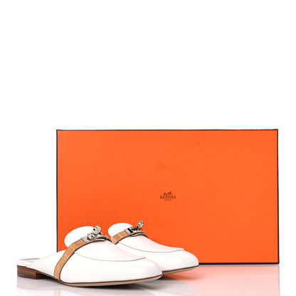 Hermes Shiny Alligator Calfskin Oz Mules 37 White Beige Gingembre 9 of 9