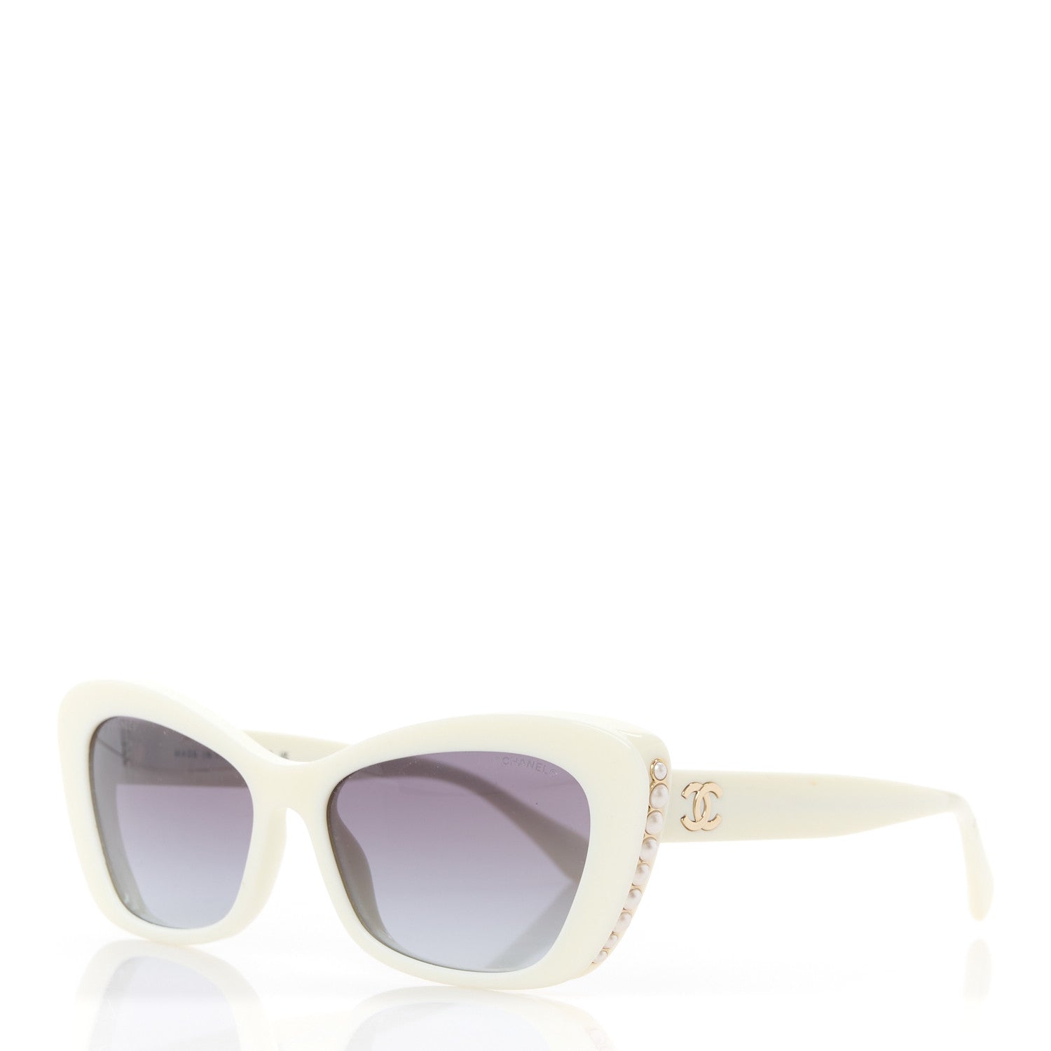 Chanel Acetate Pearl Cat Eye CC Sunglasses 5481-H White 1 of 8