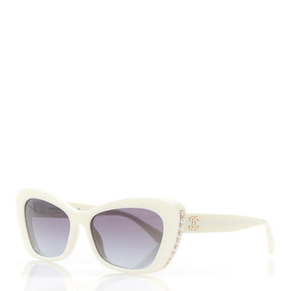 Chanel Acetate Pearl Cat Eye CC Sunglasses 5481-H White 1 of 8