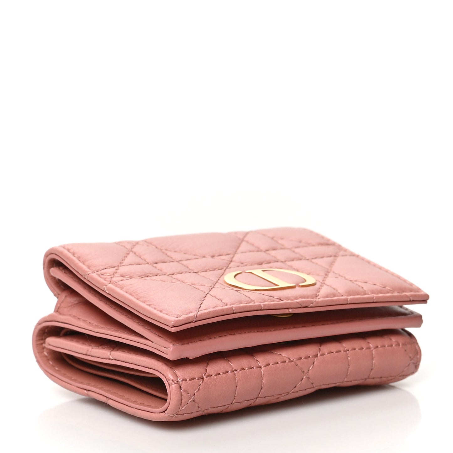 Supple Calfskin Cannage Medium Caro Card Wallet Pink