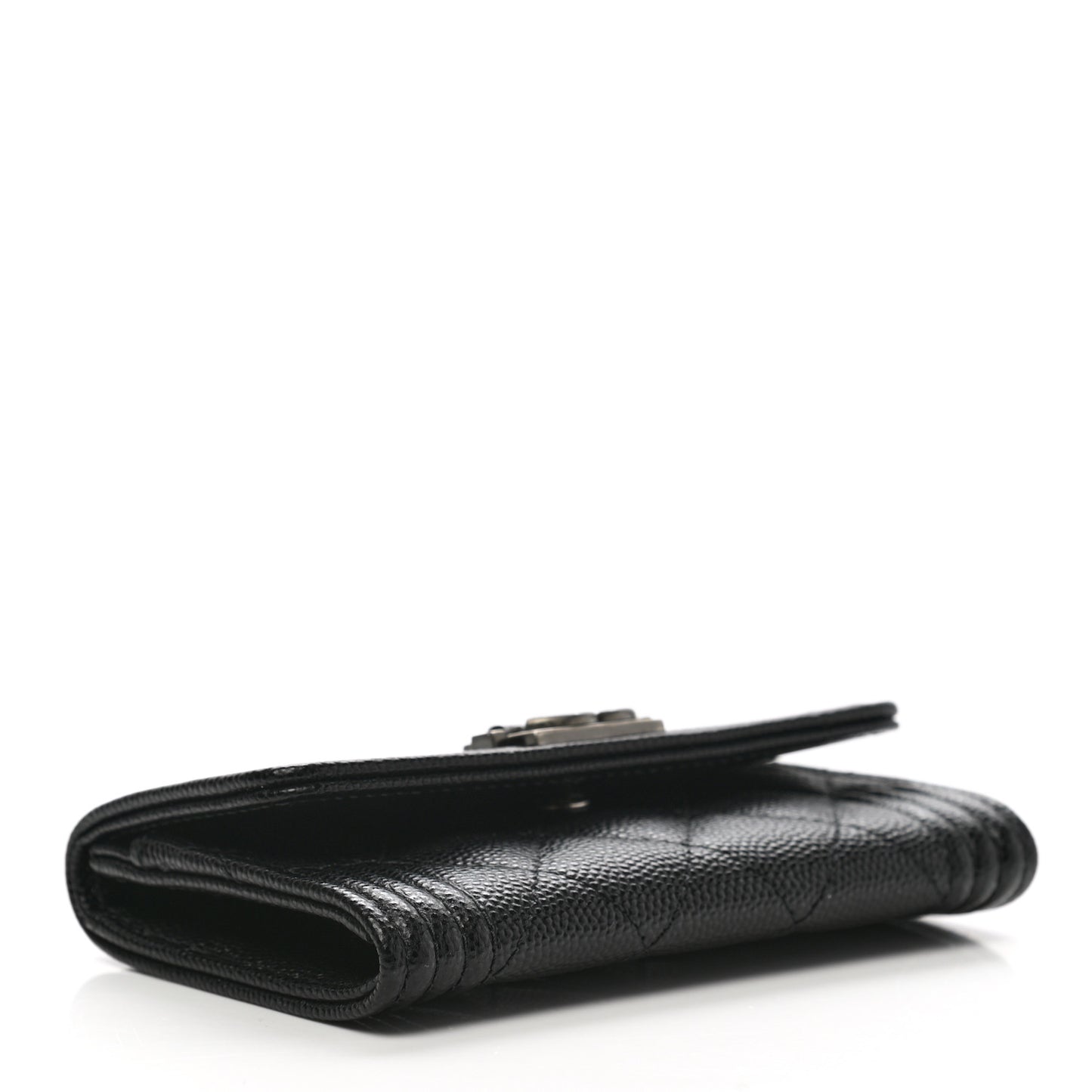 Caviar Quilted Boy Flap Card Holder Black