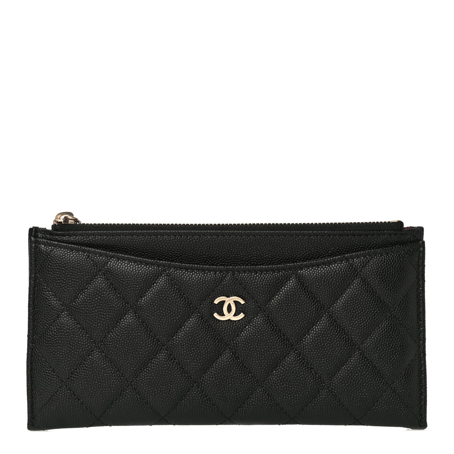 Caviar Quilted Classic Zip Pouch Black