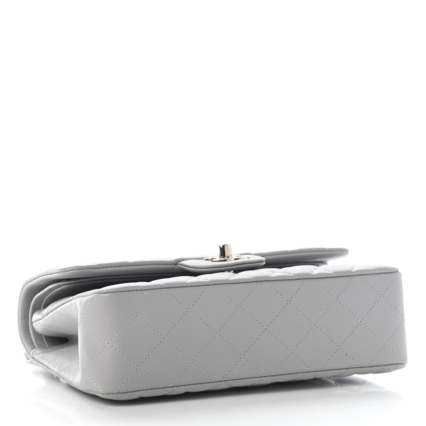 Caviar Quilted Small Double Flap Grey