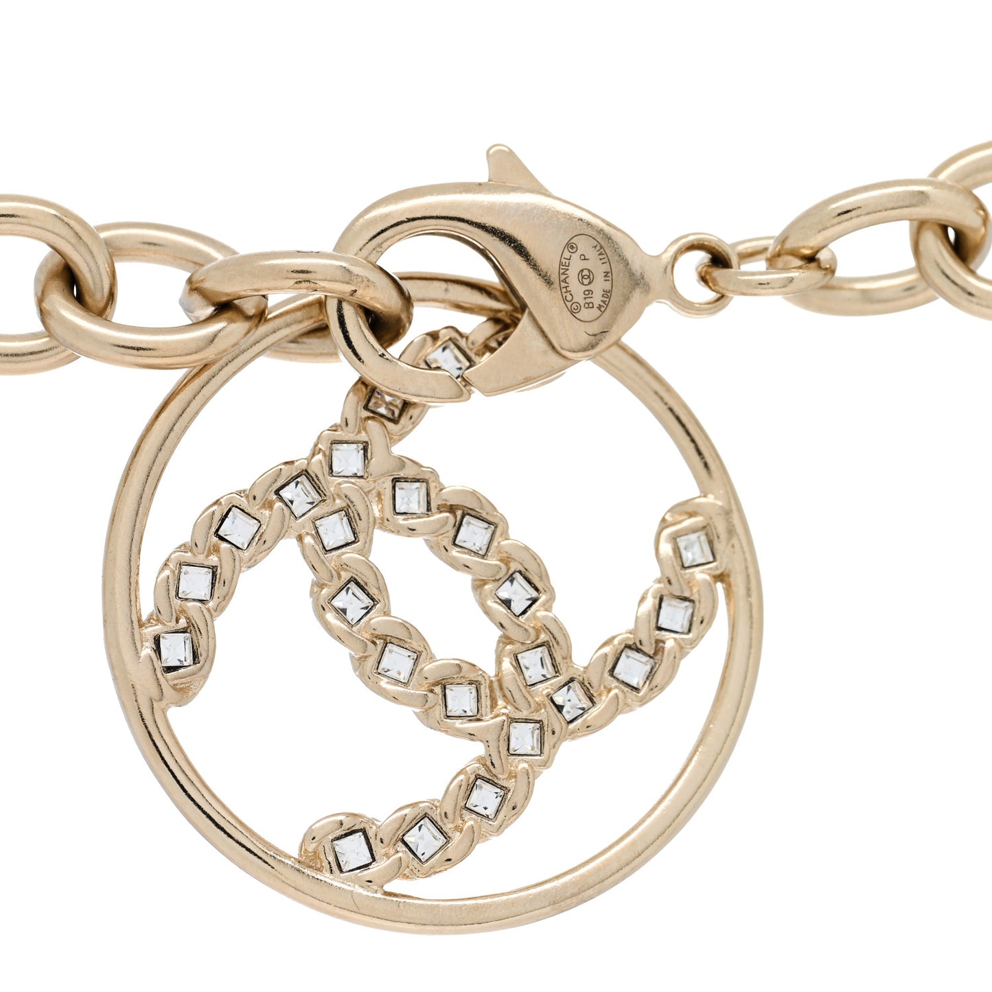 Metal Strass Crystal Logo Necklace Gold