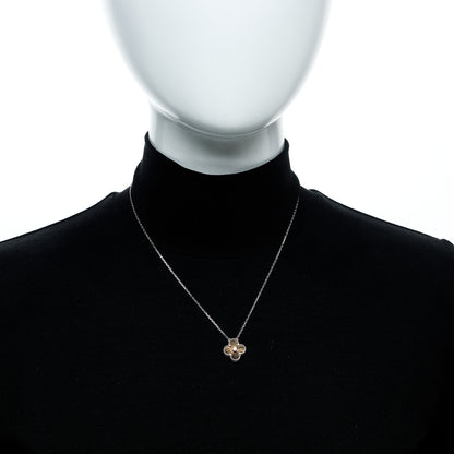 Van Cleef & Arpels 18K White Rose Gold Diamond Guilloche Vintage Alhambra Pendant Necklace 6 of 6