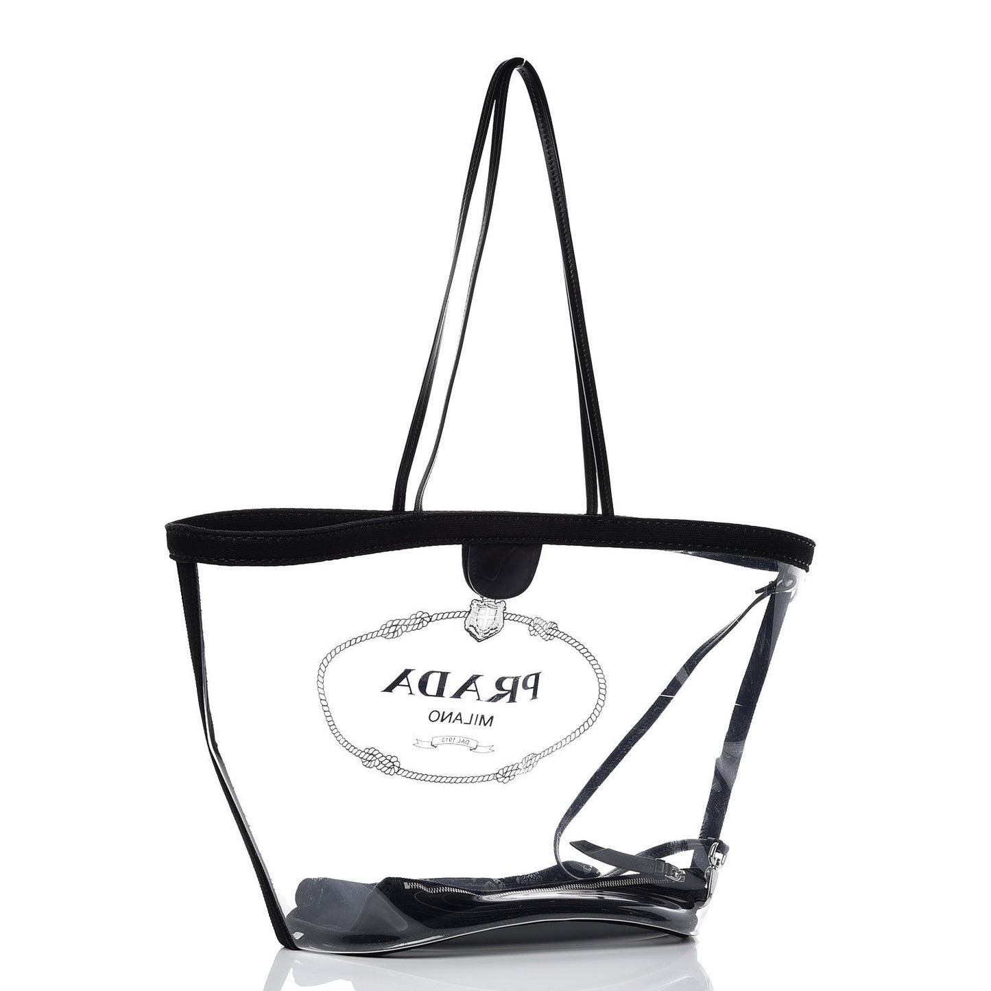 Plexiglass Calfskin Small Shopper Tote Black