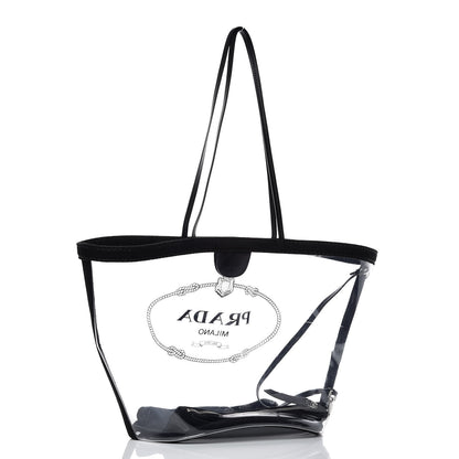 Prada Plexiglass Calfskin Small Shopper Tote Black 4 of 10