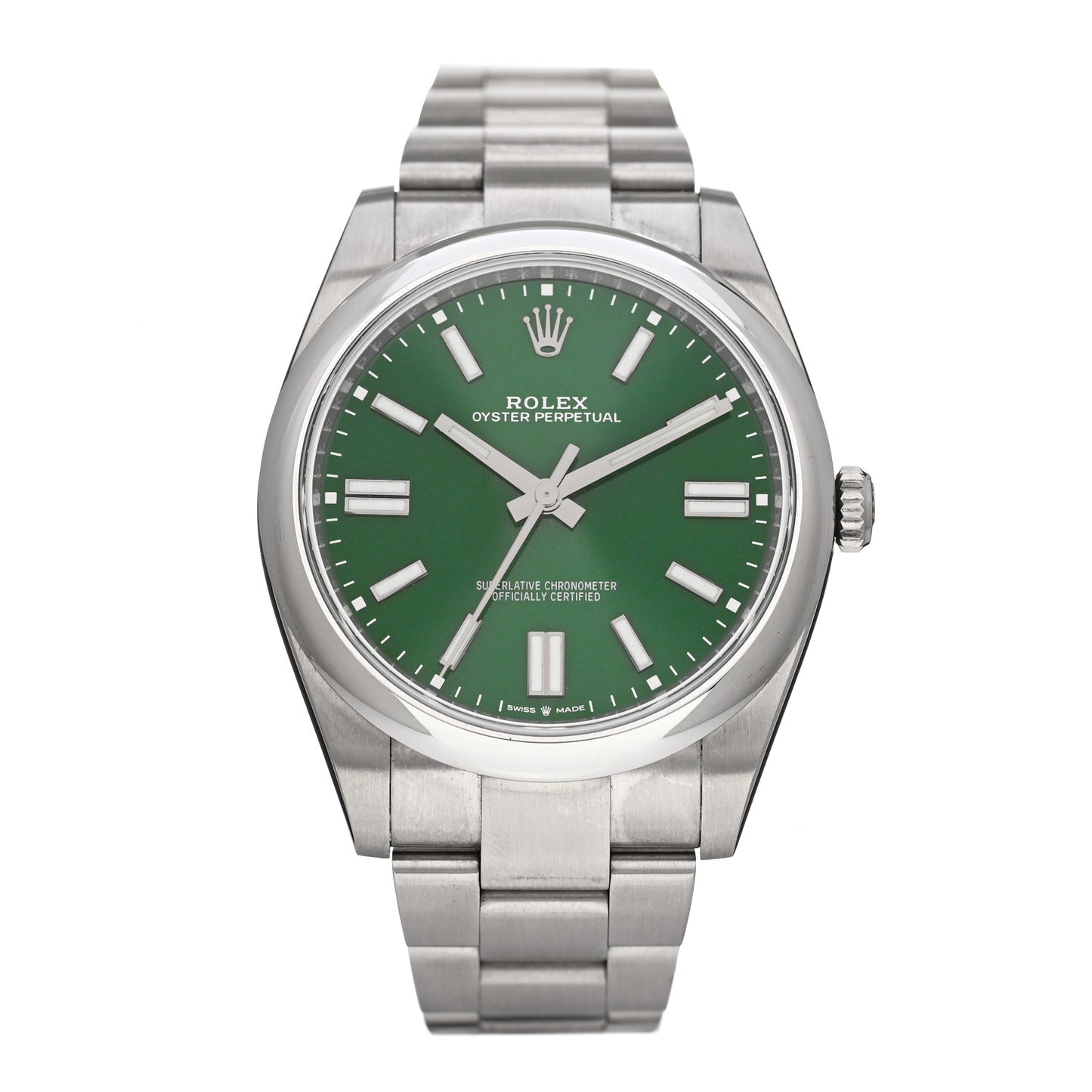 Stainless Steel 41mm Oyster Perpetual Watch Green 124300