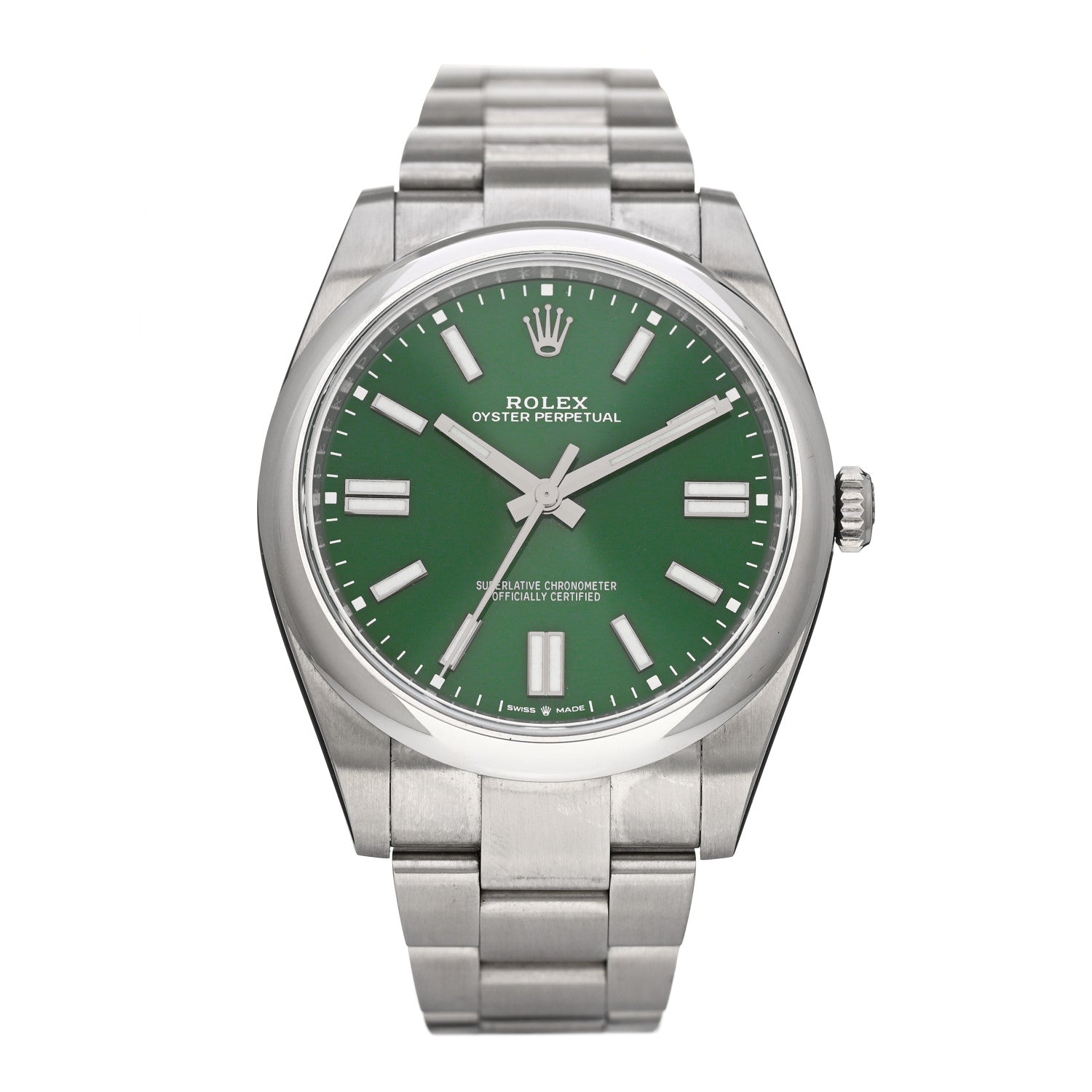 Rolex Stainless Steel 41mm Oyster Perpetual Watch Green 124300 1 of 4