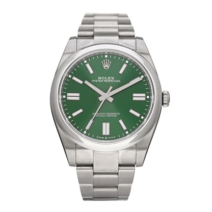 Rolex Stainless Steel 41mm Oyster Perpetual Watch Green 124300 1 of 4