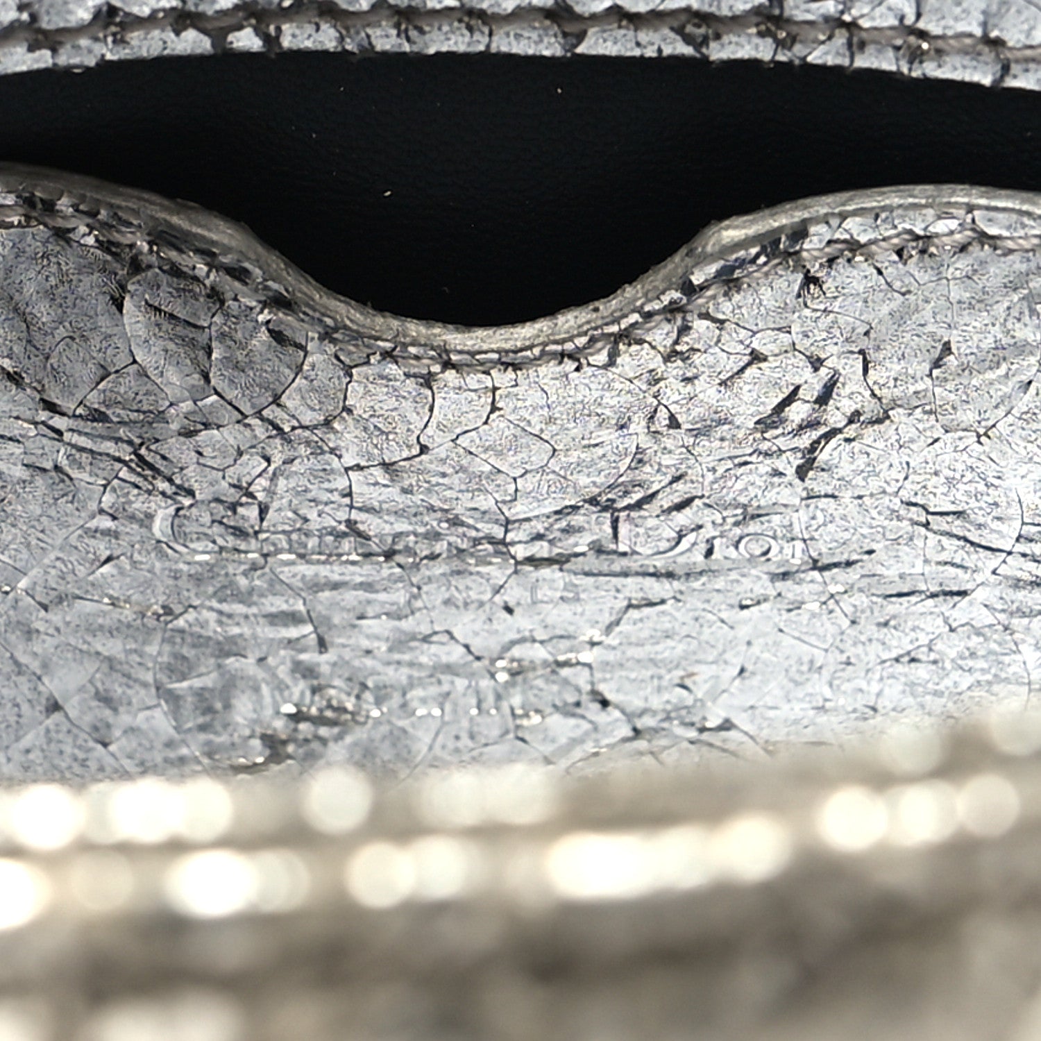 Christian Dior Metallic Crinkled Calfskin Cannage Micro Lady Dior Silver 6 of 12