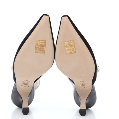 Christian Dior Velvet Ribbon J'Adoir Slingback 65mm Pumps 36.5 Deep Blue 8 of 9