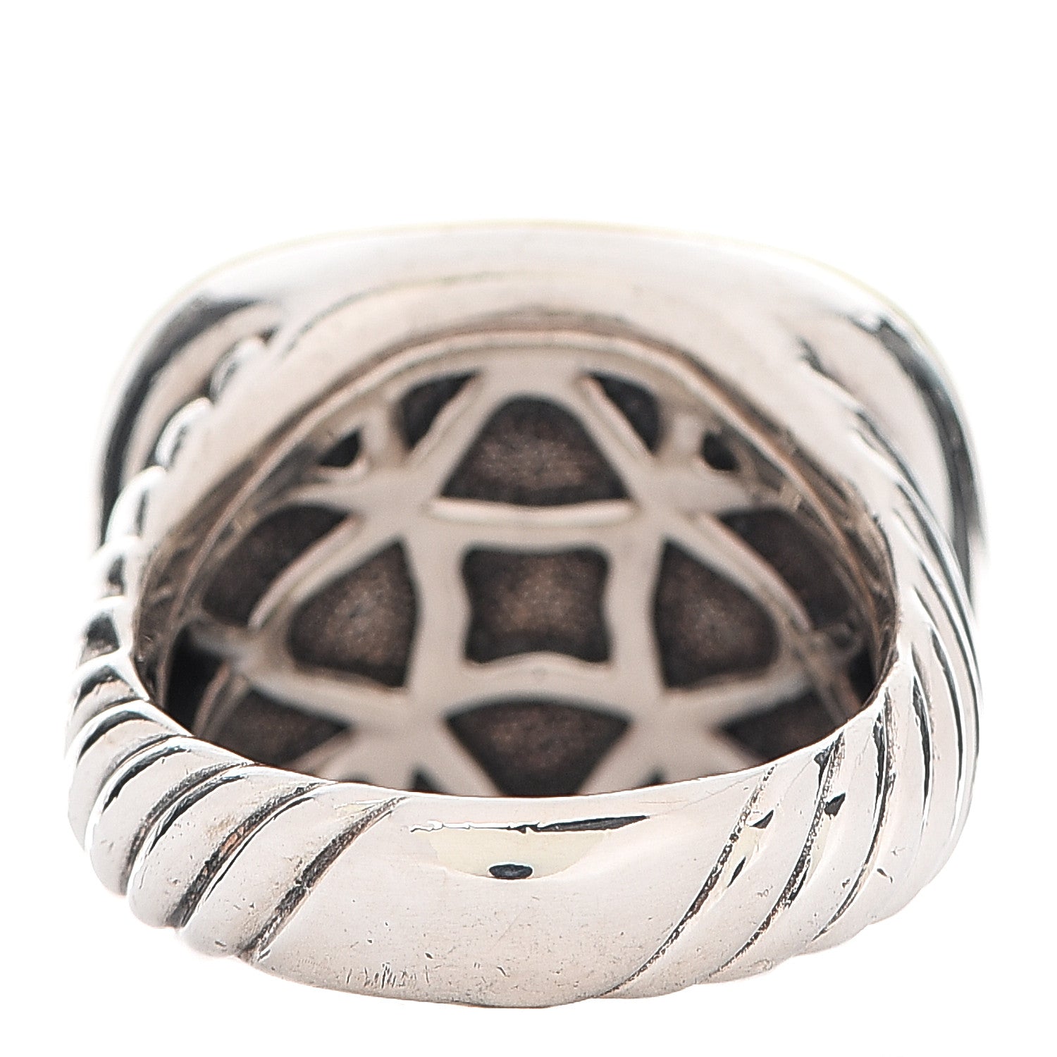 David Yurman Sterling Silver 18K Yellow Gold Turquoise 18mm Waverly Ring 57 8 4 of 6