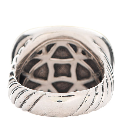 David Yurman Sterling Silver 18K Yellow Gold Turquoise 18mm Waverly Ring 57 8 4 of 6