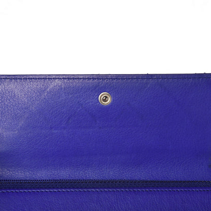 Chanel Calfskin Stitched Fancy CC Long Double Wallet Blue 9 of 12