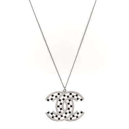 Chanel Baguette Crystal Large CC Necklace Silver Black 1 of 6