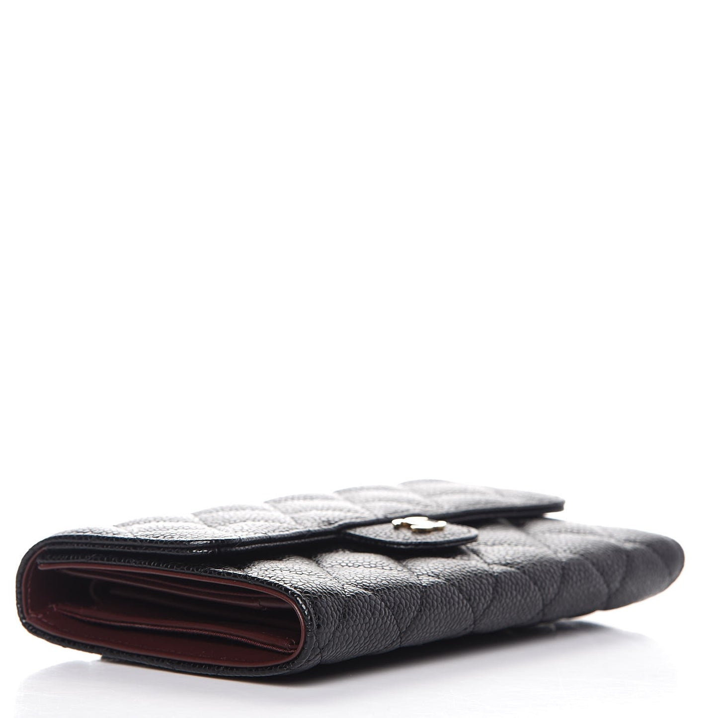 Caviar Quilted Large Flap Wallet Black