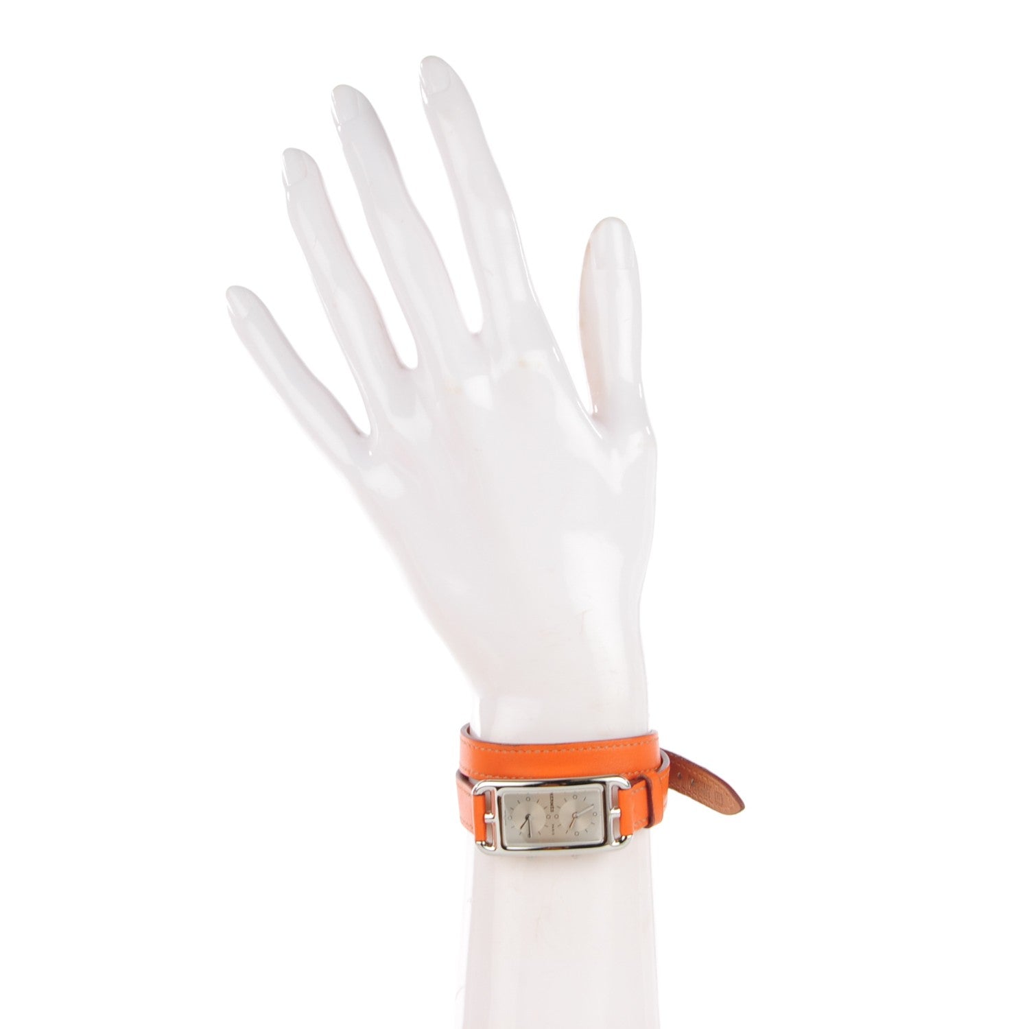 Hermes Stainless Steel Swift 20mm Cape Cod Double Tour Deux Zones Quartz Watch Orange 2 of 7