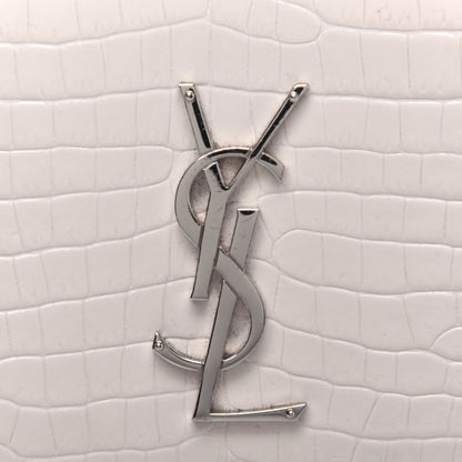Saint Laurent Calfskin Crocodile Embossed Medium Monogram Sunset Blanc Vintage 21 of 23