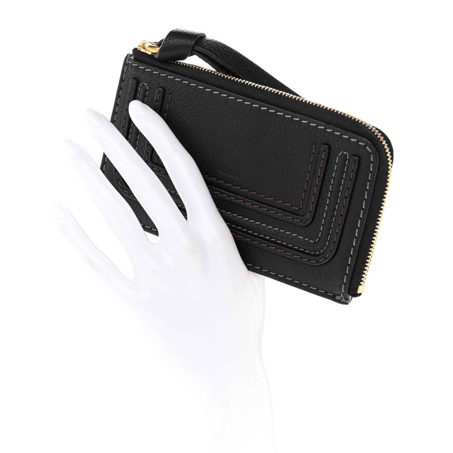 Chloe Grained Calfskin Medium Marcie Zip Card Holder Black 2 of 8