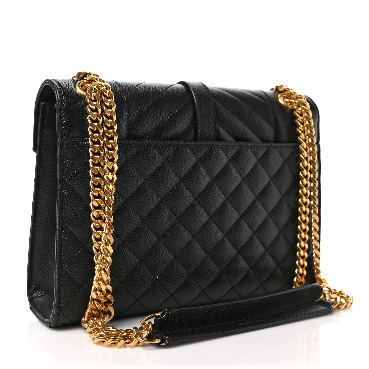 Grain De Poudre Textured Mixed Matelasse Triquilt Medium Monogram Satchel Black