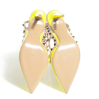 Valentino Garavani Patent Rockstud Ankle Strap 100mm Pumps 40 Yellow Fluo Poudre 5 of 6
