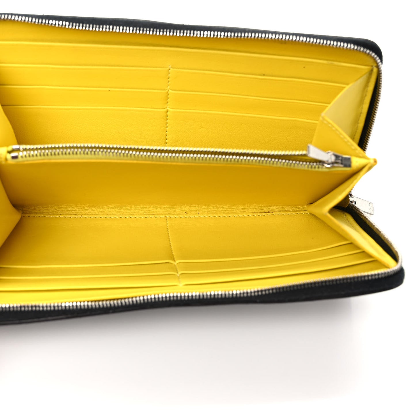 Calfskin Large Zip Around Multifunction Wallet Black Citron