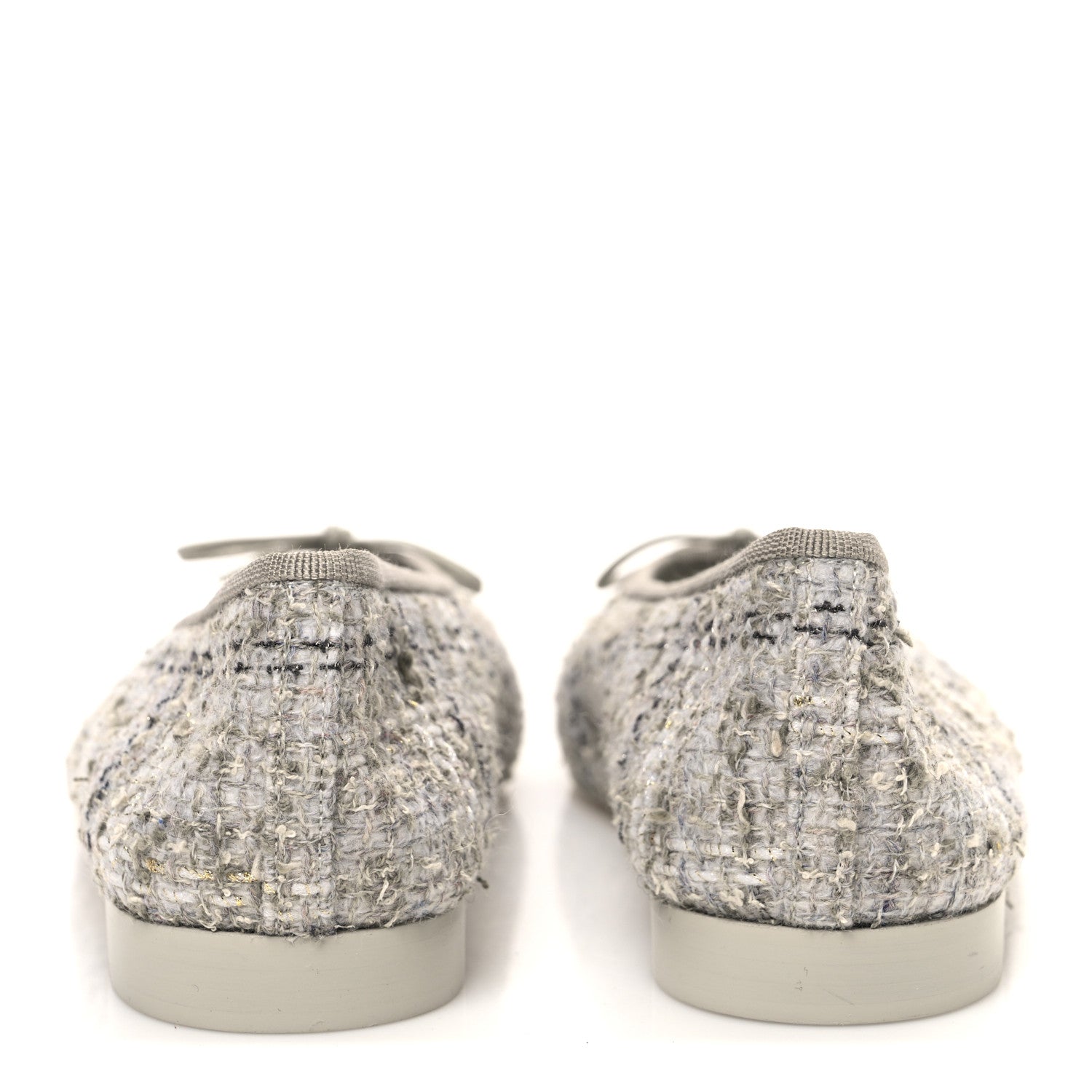 Chanel Tweed Lambskin Cap Toe Ballerina Flats 39 Grey Multicolor 6 of 10