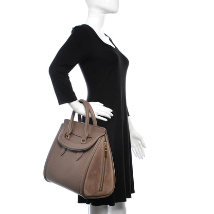 Alexander McQueen Calfskin Embossed Suede Large Heroine Tan 2 of 15